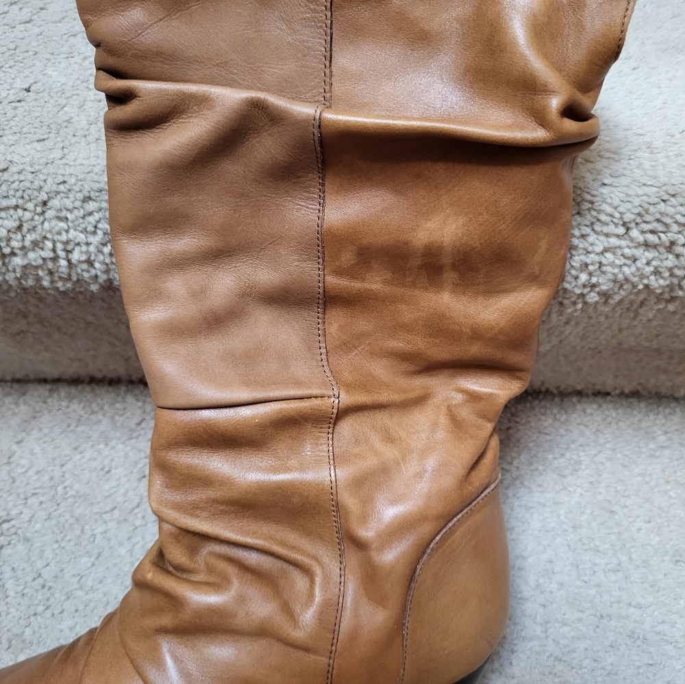 Tan Leather Mid Calf Heeled Boots, Size 39, New! - Picture 11 of 11